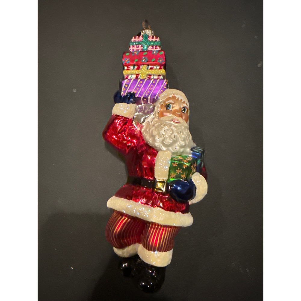 HTF Vintage Christopher Radko Large 8.5" Santa Glass Ornament Blown Glass Poland
